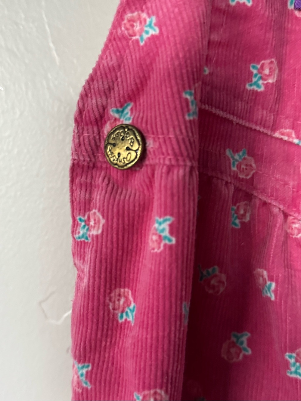 Vintage OshKosh B’Gosh Pink Floral Corduroy Vestbak Overalls 2T - Picture 5 of 11